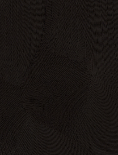 Men's long ribbed plain brown cotton socks - Long | Gallo 1927 - Official Online Shop