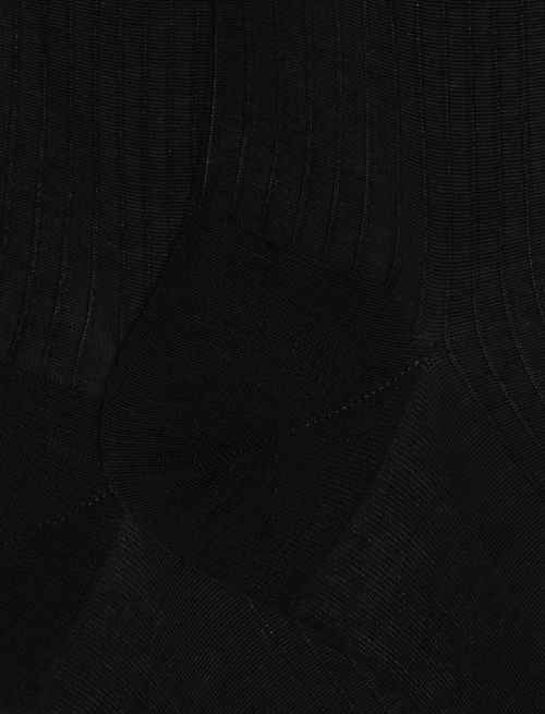 Men's long ribbed plain black cotton socks - TEST | Gallo 1927 - Official Online Shop