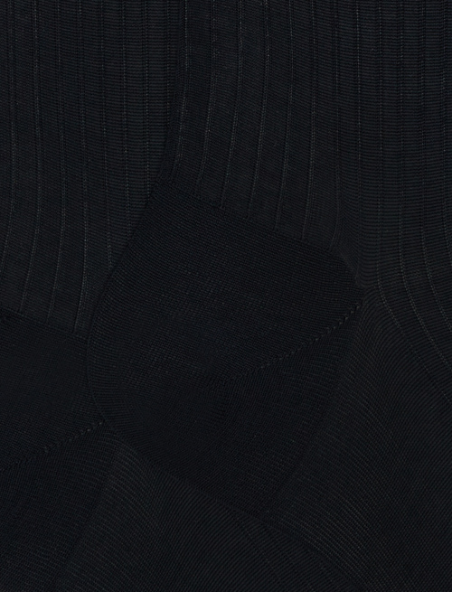 Men's long ribbed plain blue cotton socks - TEST | Gallo 1927 - Official Online Shop