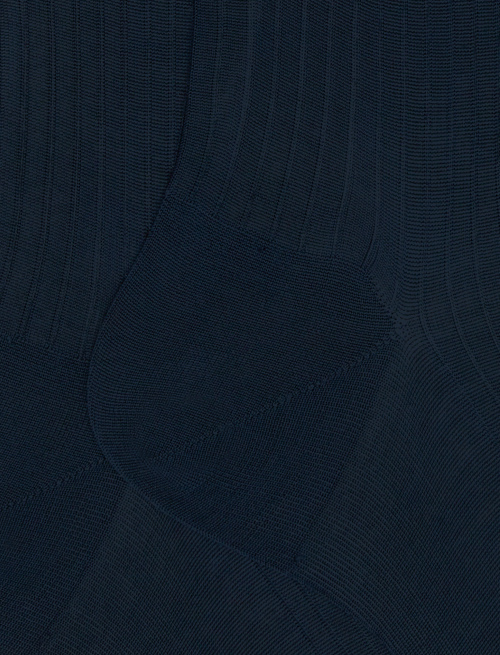 Men's long plain blue ribbed cotton socks - Man | Gallo 1927 - Official Online Shop