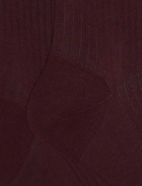 Men's long ribbed plain burgundy cotton socks - TEST | Gallo 1927 - Official Online Shop