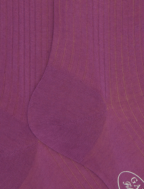 Calze lunghe uomo cotone tinta unita a coste viola - Saldi | Gallo 1927 - Official Online Shop