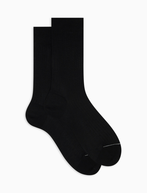 Men's short ribbed plain black cotton socks - The Classics | Gallo 1927 - Official Online Shop