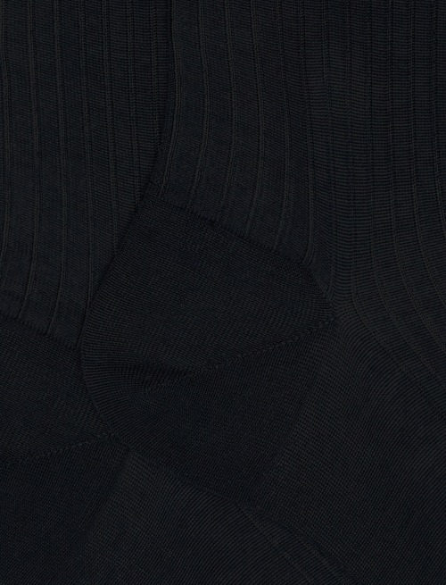 Men's short blue ribbed cotton socks - Short | Gallo 1927 - Official Online Shop