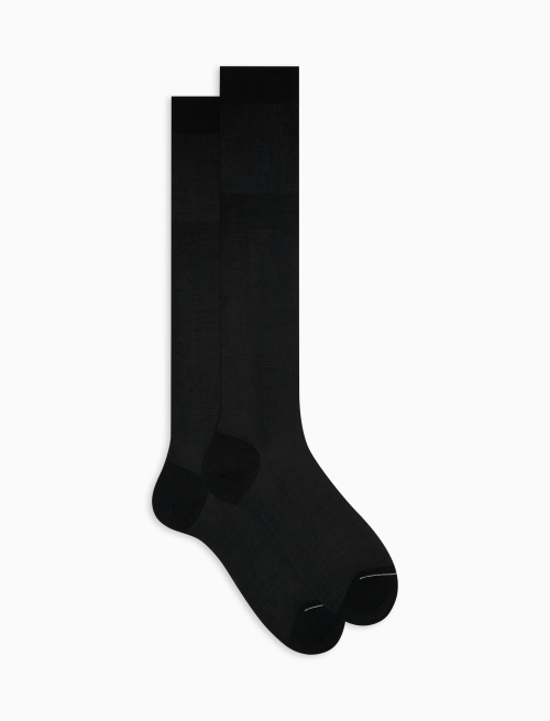 Men's long plain charcoal grey cotton chiffon socks - The Classics | Gallo 1927 - Official Online Shop