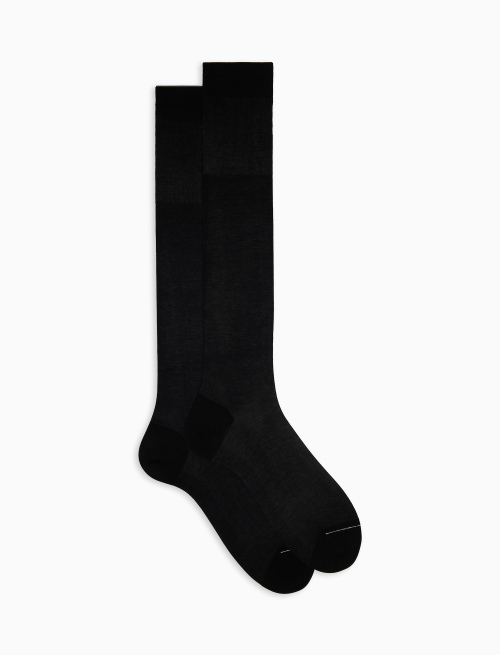 Men's long plain black cotton chiffon socks - TEST | Gallo 1927 - Official Online Shop
