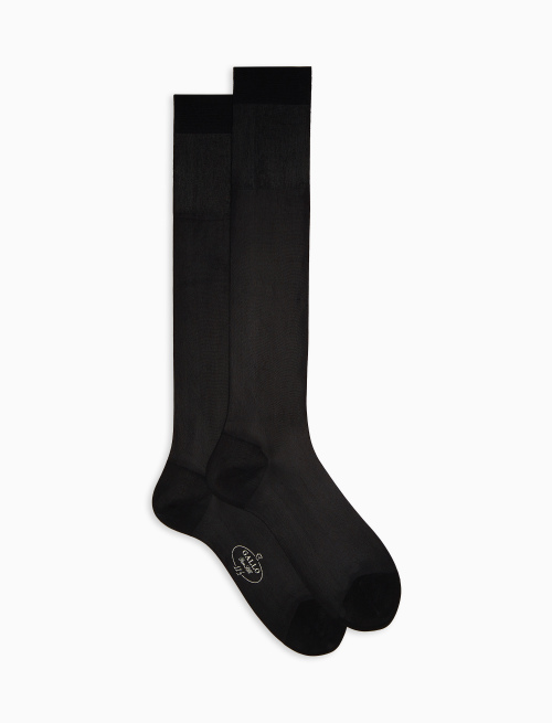 Men's long plain black silk socks - Long | Gallo 1927 - Official Online Shop