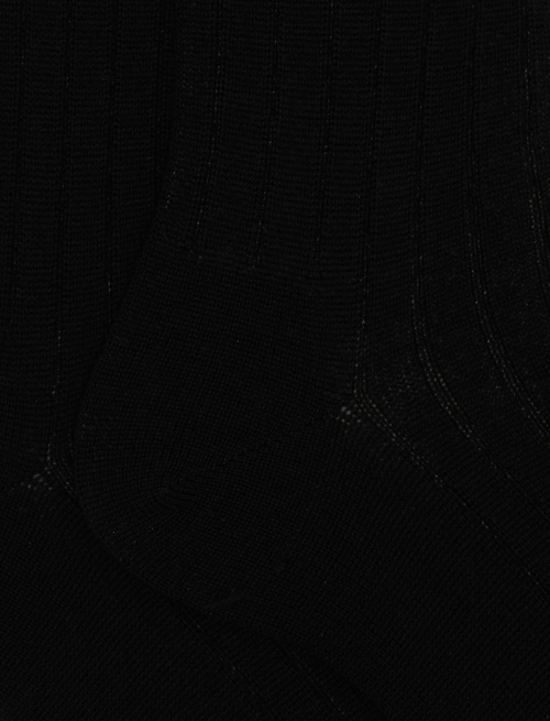 Men's long ribbed plain black wool socks - Long | Gallo 1927 - Official Online Shop