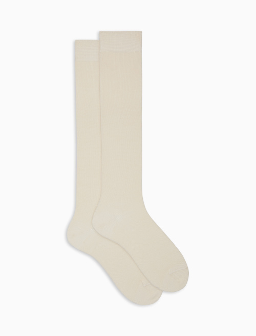 Women's long plain white socks in wool, silk and cashmere - Special Selection | Gallo 1927 - Official Online Shop