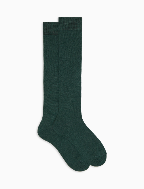 Calze lunghe donna lana, seta e cashmere verde tinta unita - Lunghe | Gallo 1927 - Official Online Shop