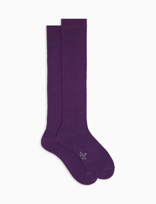 Women's long plain purple socks in wool, silk and cashmere - Long | Gallo 1927 - Official Online Shop