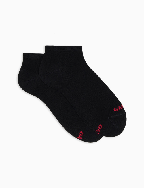 Women's plain black cotton ankle socks - Invisible | Gallo 1927 - Official Online Shop