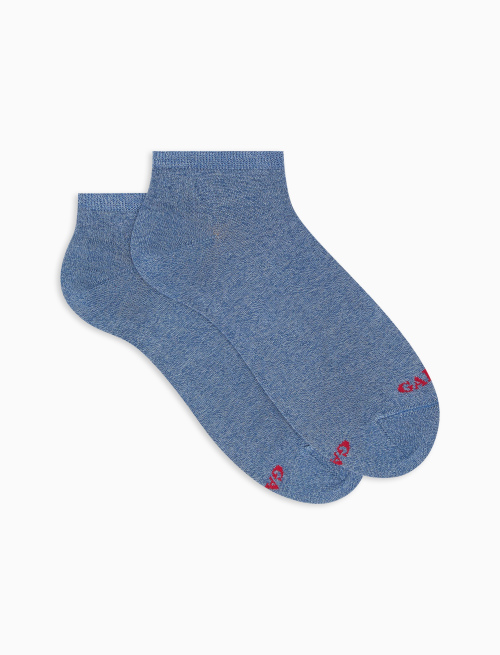 Women's plain denim blue cotton ankle socks | Gallo 1927 - Official Online Shop