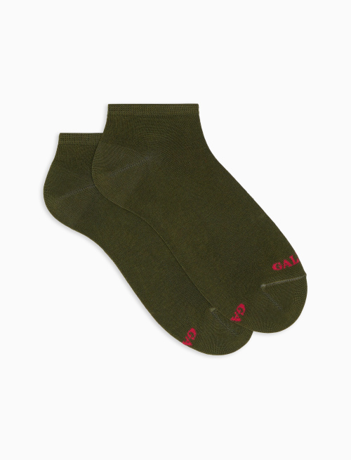 Women's plain army green cotton ankle socks | Gallo 1927 - Official Online Shop