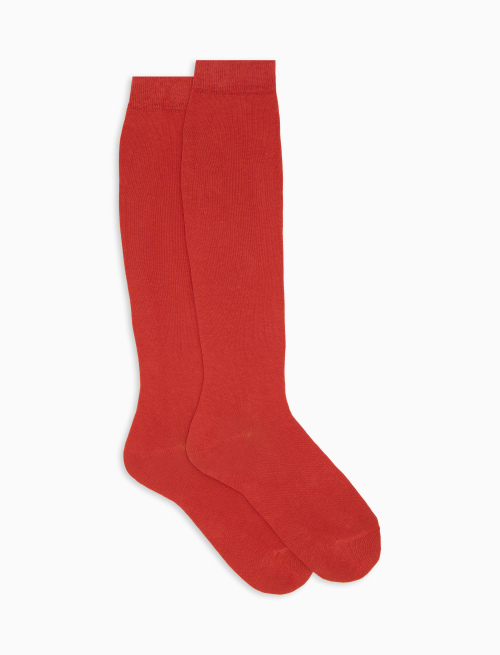 Women's long plain red cotton socks - Woman | Gallo 1927 - Official Online Shop