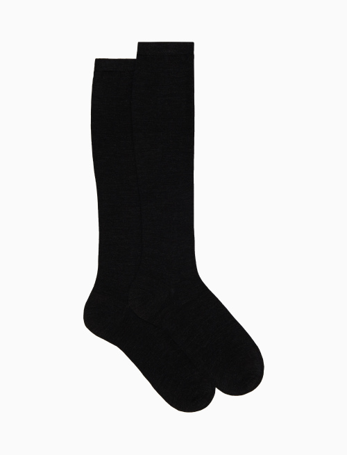 Women's long plain charcoal grey wool socks - Best Seller | Gallo 1927 - Official Online Shop