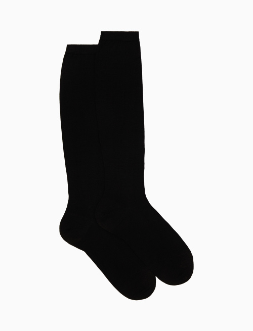 Women's long plain black wool socks - Socks | Gallo 1927 - Official Online Shop