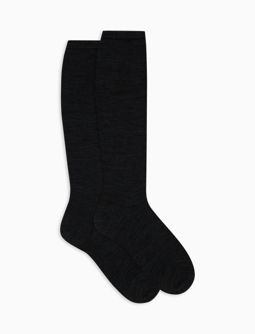 Women's long plain grey wool socks - The Classics | Gallo 1927 - Official Online Shop