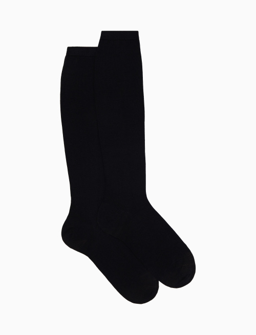 Women's long plain blue wool socks - The Essentials | Gallo 1927 - Official Online Shop