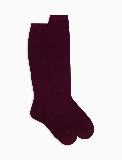 Women's long plain purple wool socks - Long | Gallo 1927 - Official Online Shop