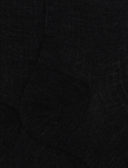 Men's long ribbed plain charcoal grey wool socks - Long | Gallo 1927 - Official Online Shop