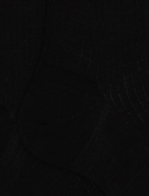 Men's long ribbed plain black wool socks - Long | Gallo 1927 - Official Online Shop