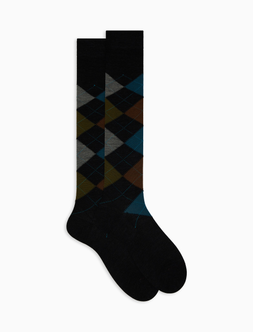 Men's long grey wool socks with inlay motif - The FW Edition | Gallo 1927 - Official Online Shop