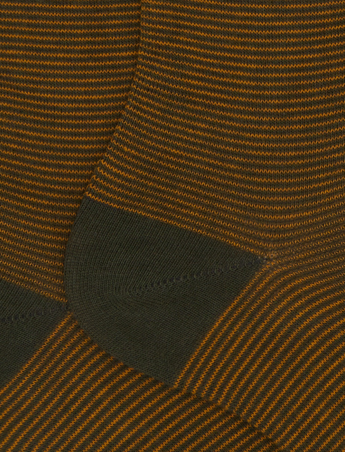 Women's short yellow cotton socks with two-tone stripes - Socks | Gallo 1927 - Official Online Shop