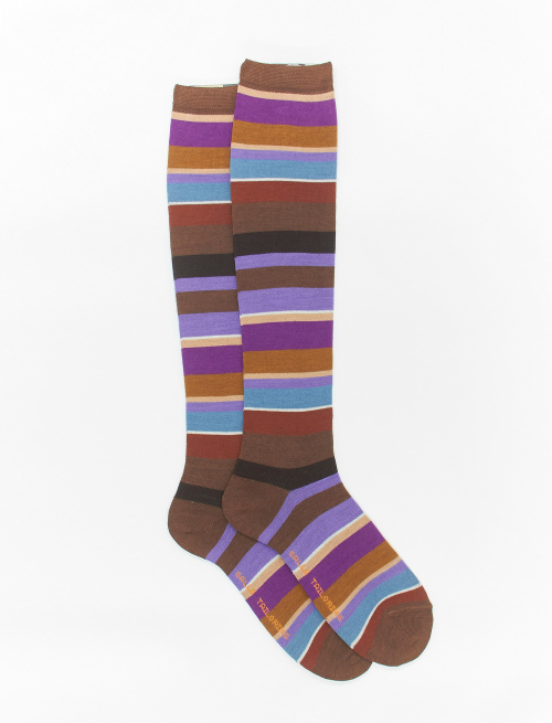 Women's long land wool socks with multicoloured stripes - Multicolor | Gallo 1927 - Official Online Shop