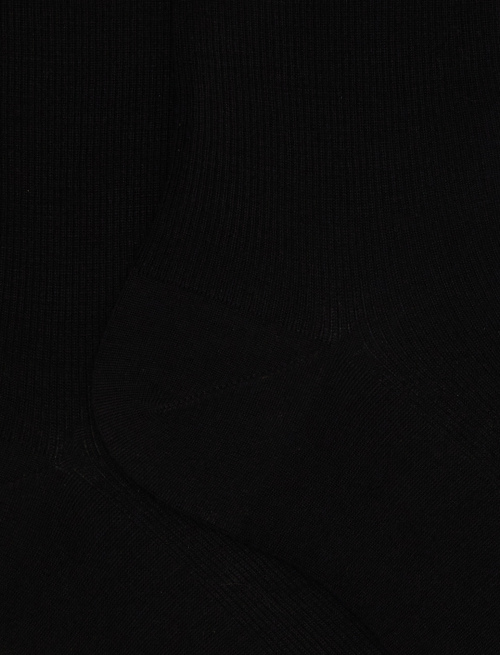 Women's short ribbed plain black wool socks - Short | Gallo 1927 - Official Online Shop