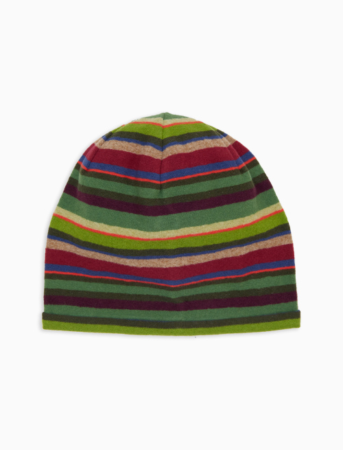 Berretto unisex pile verde righe multicolor - Accessori | Gallo 1927 - Official Online Shop