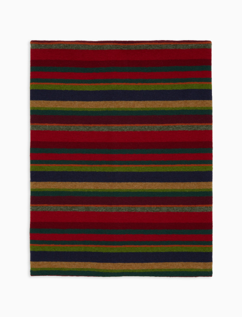 Kids' multi-use red fleece neck warmer with multicoloured stripes - Accessories | Gallo 1927 - Official Online Shop