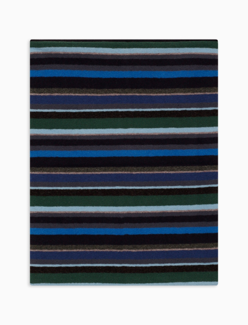 Kids' multi-use blue fleece neck warmer with multicoloured stripes - Scarves | Gallo 1927 - Official Online Shop