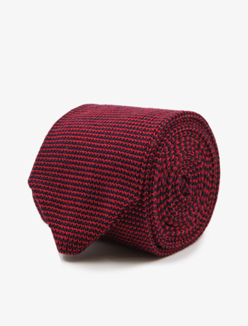 Men's ocean blue and amaranth wool tie with two-tone stripes - Ties and Papillon | Gallo 1927 - Official Online Shop