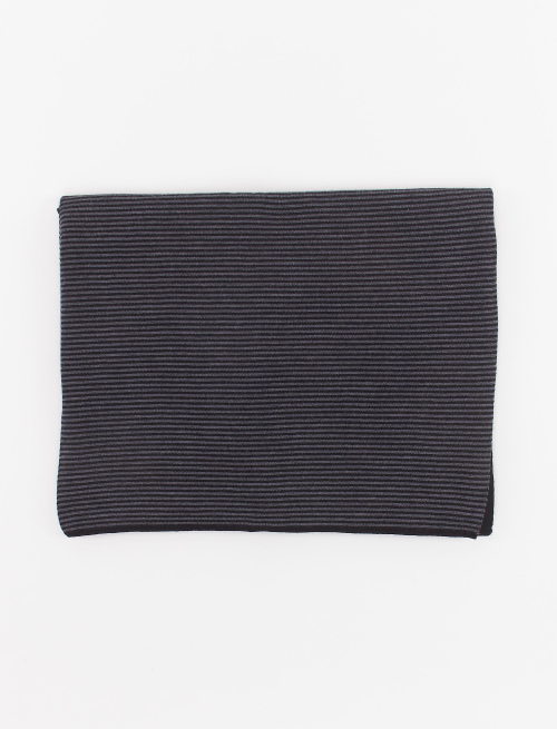 Men's black virgin wool scarf with Windsor stripes - Accessories | Gallo 1927 - Official Online Shop