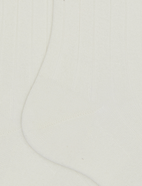 Men's long ribbed plain white cotton socks - Long | Gallo 1927 - Official Online Shop