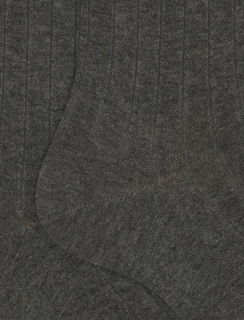 Men's long ribbed plain grey cotton socks - Long | Gallo 1927 - Official Online Shop