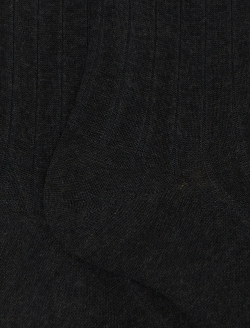 Men's long ribbed plain grey cotton socks - Long | Gallo 1927 - Official Online Shop