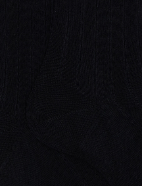 Men's long ribbed plain blue socks in Island Cotton - Man | Gallo 1927 - Official Online Shop