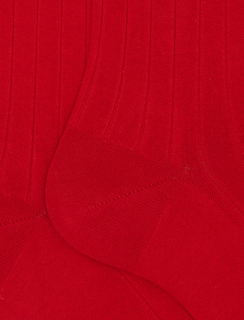 Men's long ribbed plain red cotton socks - Long | Gallo 1927 - Official Online Shop