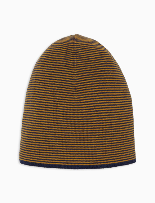 Men's blue virgin wool beanie with Windsor stripes - Accessories | Gallo 1927 - Official Online Shop
