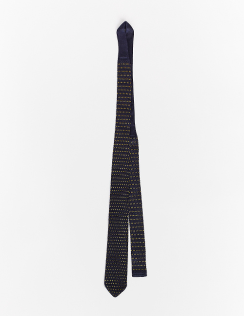Men's plain blue silk tie with small dots - First Selection | Gallo 1927 - Official Online Shop