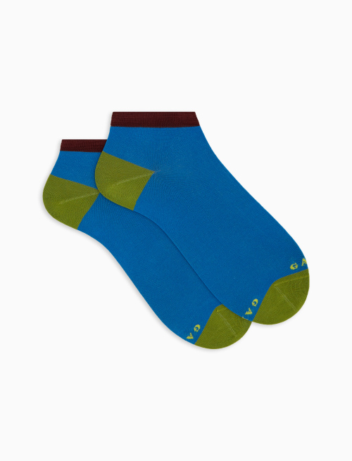 Men's plain light blue cotton ankle socks - Invisible | Gallo 1927 - Official Online Shop
