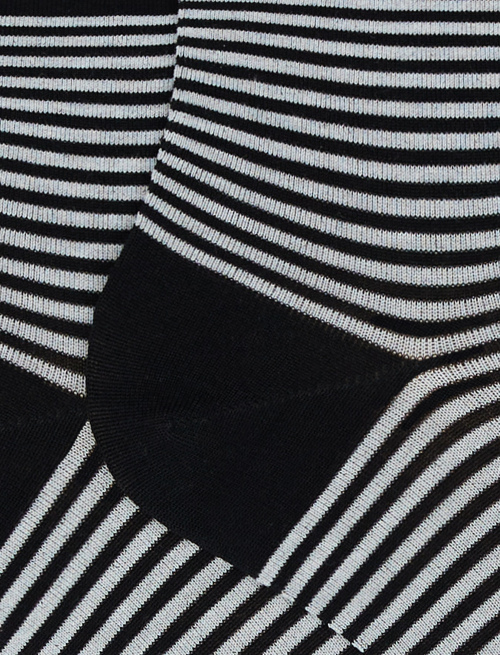 Women's super short cotton socks with Windsor stripes and rolled black cuff - Super short | Gallo 1927 - Official Online Shop