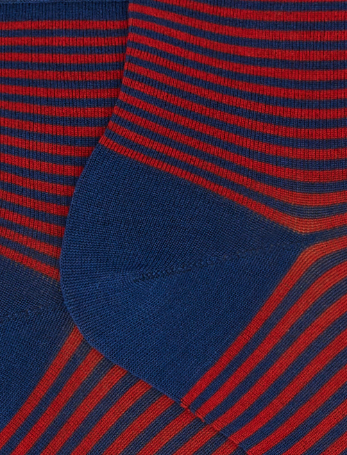 Women's super short cotton socks with Windsor stripes and rolled blue cuff - Super short | Gallo 1927 - Official Online Shop