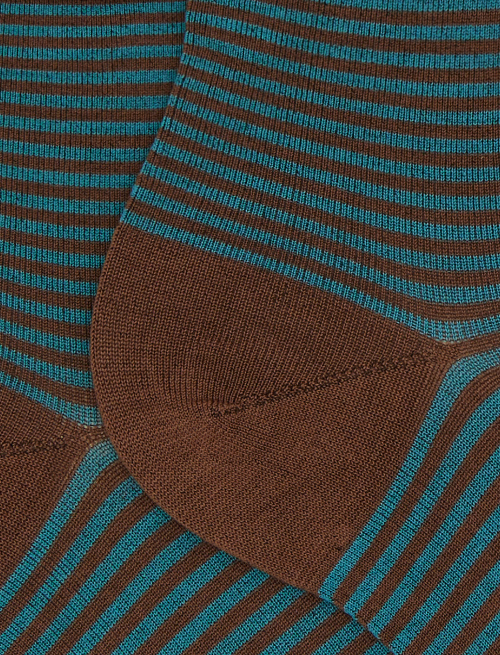 Women's super short cotton socks with Windsor stripes and rolled light blue cuff - Super short | Gallo 1927 - Official Online Shop