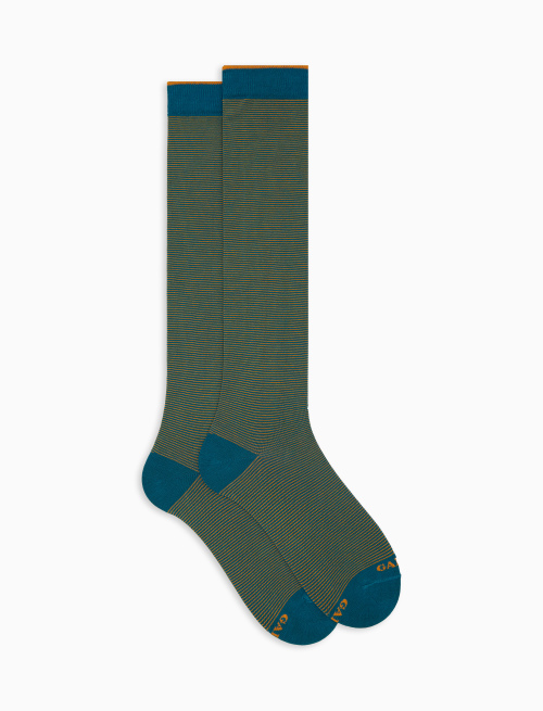 Men's long light blue pinstriped cotton socks - The SS Edition | Gallo 1927 - Official Online Shop