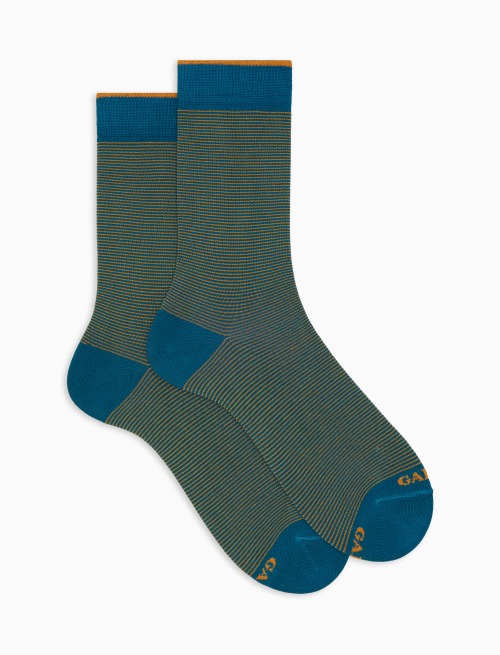 Men's short light blue pinstriped cotton socks - Short | Gallo 1927 - Official Online Shop