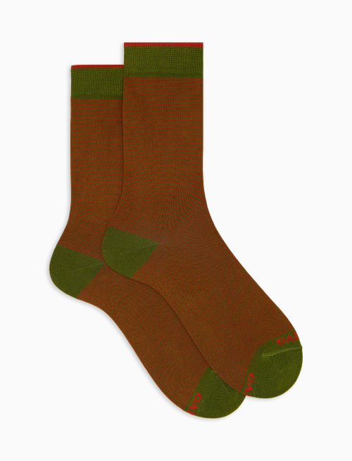 Men's short green pinstriped cotton socks - Short | Gallo 1927 - Official Online Shop