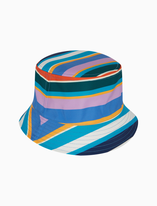 Unisex white rain hat with multicoloured stripes - Accessories | Gallo 1927 - Official Online Shop